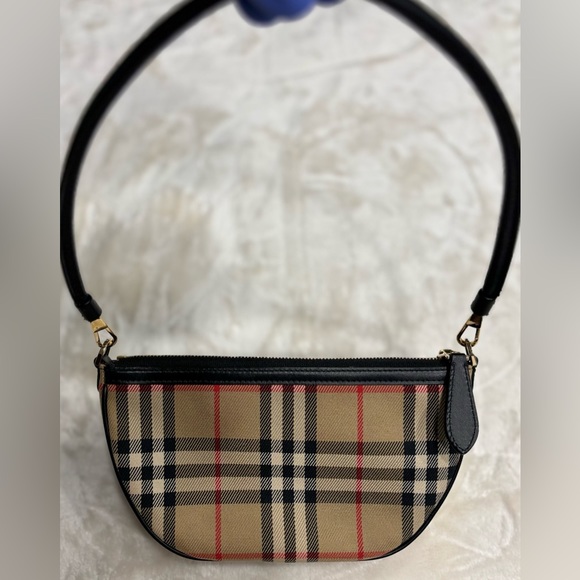 Burberry Leather-trimmed checked canvas shoulder bag - Picture 3 of 6